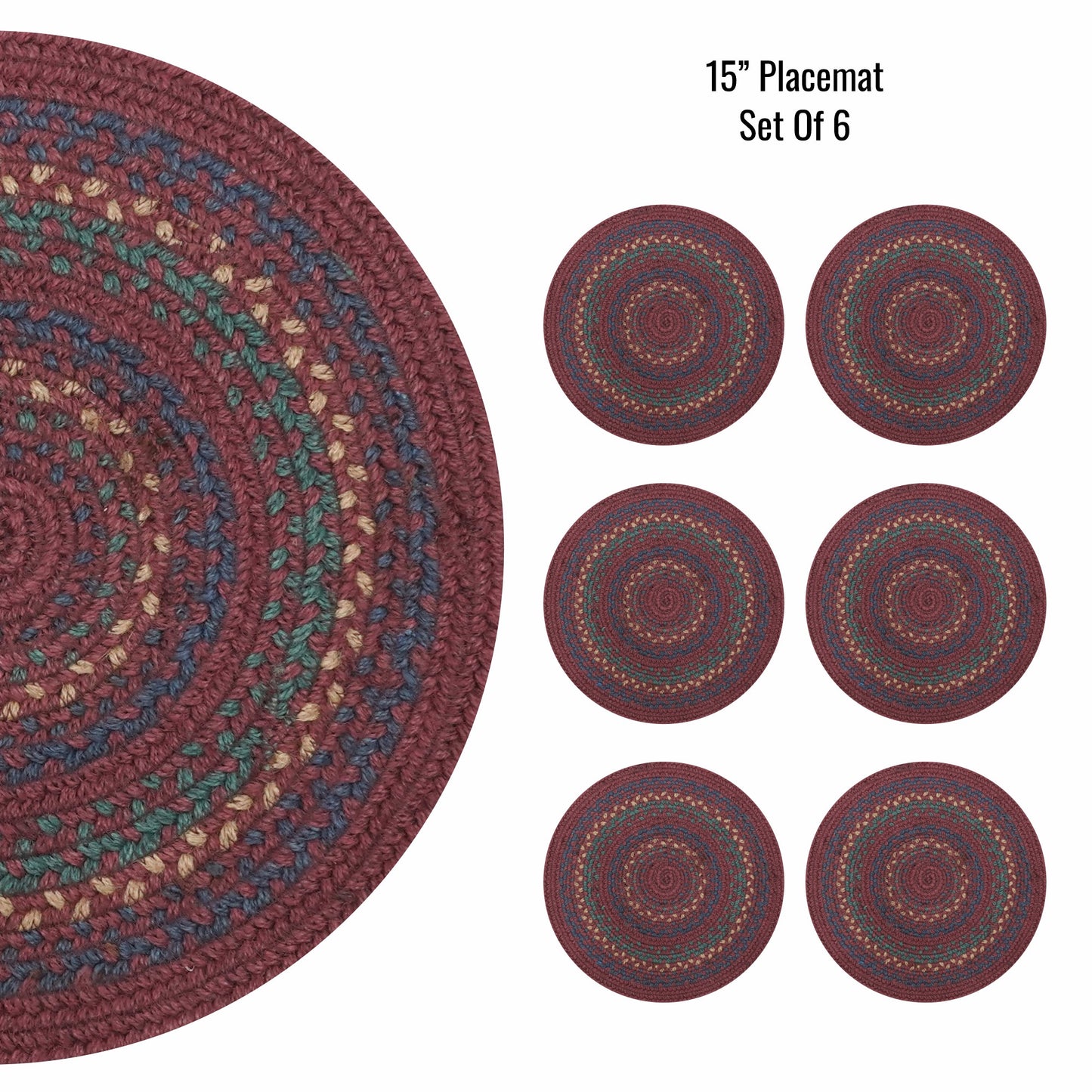 Jamestown Burgundy Jute Braided Accessories