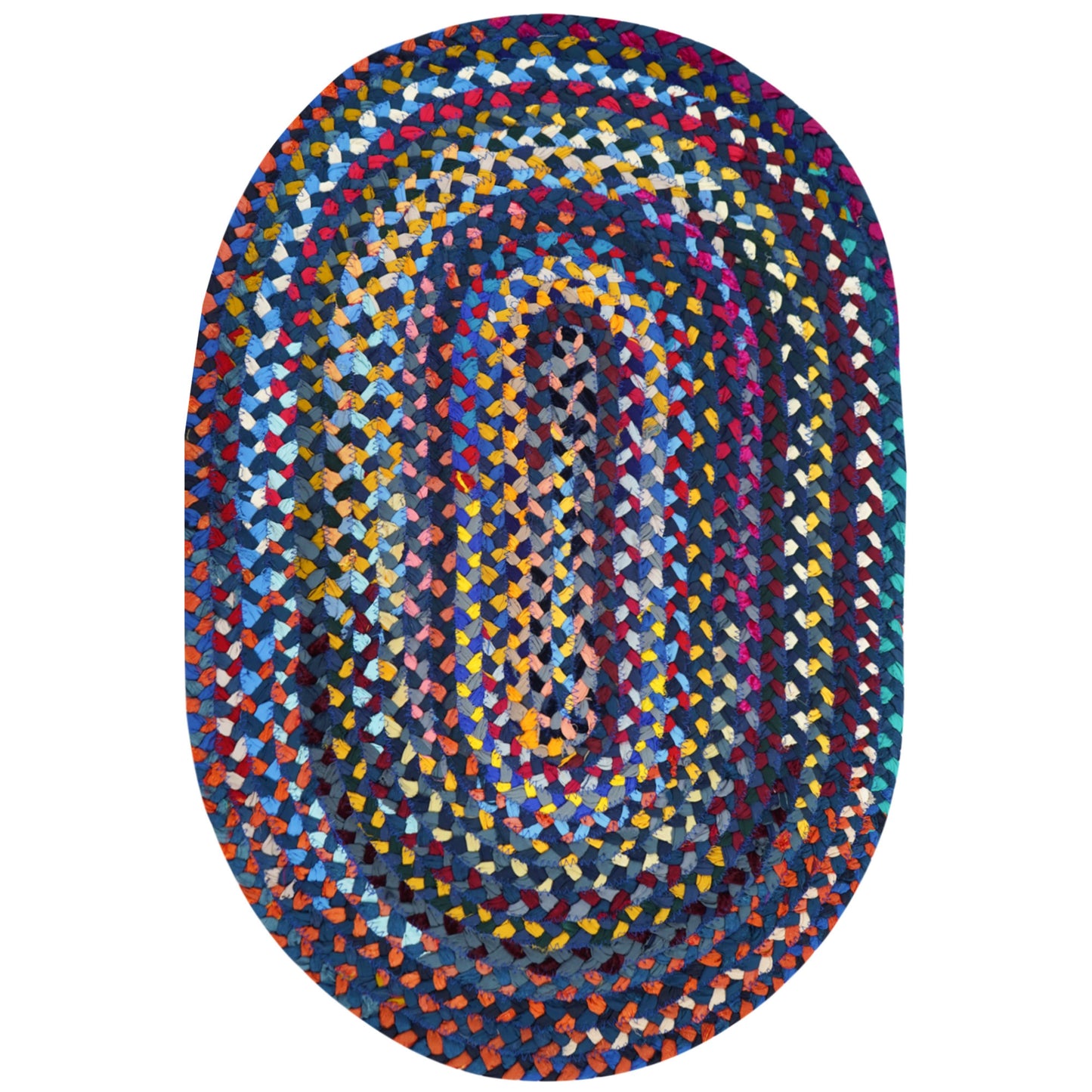 Bohemian Blue Cotton Braided Chindi Rugs Oval
