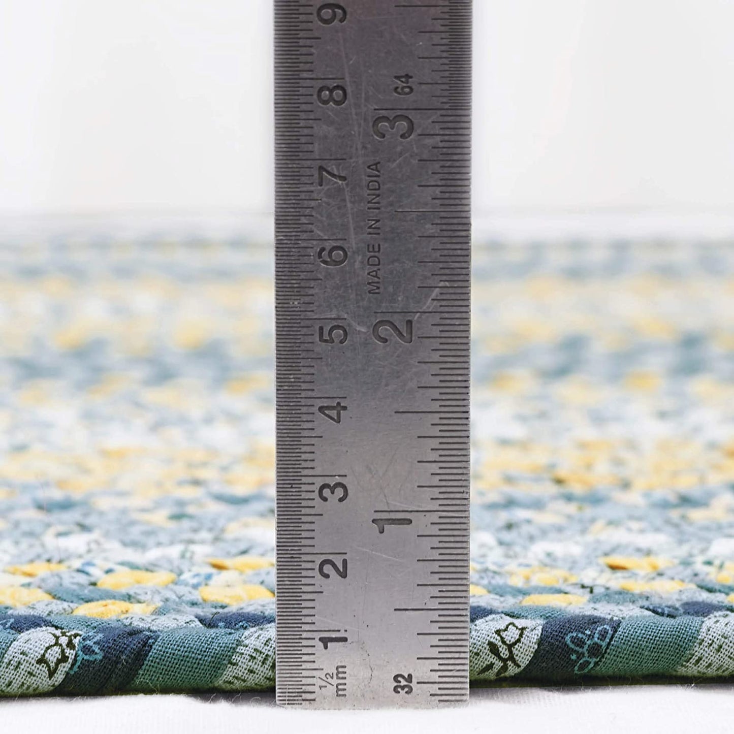 Sunflowers Blue - Gold Cotton Braided Oval Rugs - Braided-Rugs.com
