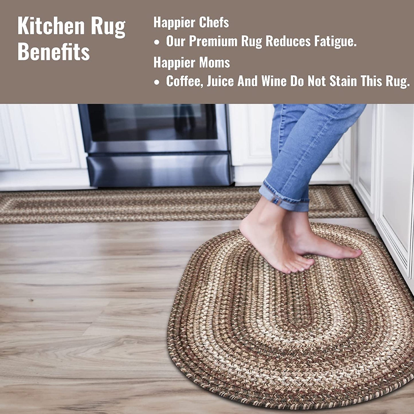 Wildwood Brown Ultra Durable Braided Oval Rugs - Braided-Rugs.com