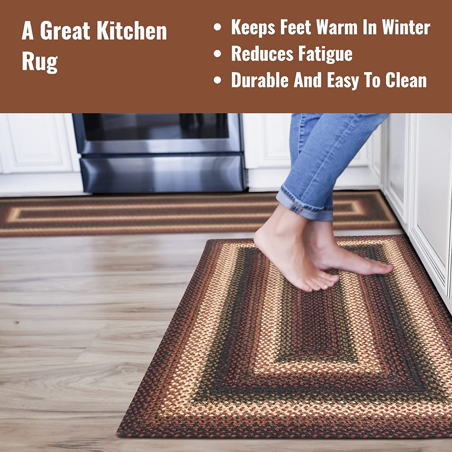 Prescott Black - Burgundy Jute Rectangular Braided Rugs - Braided-Rugs.com