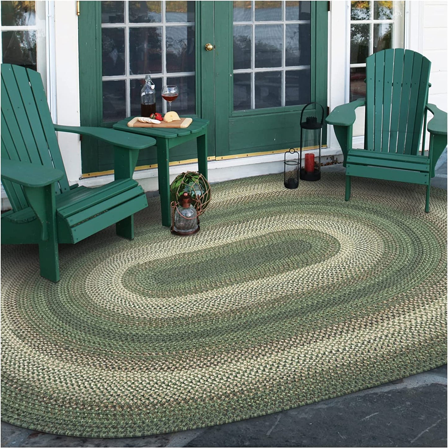 Cedar Ridge Green Ultra Durable Braided Oval Rugs - Braided-Rugs.com