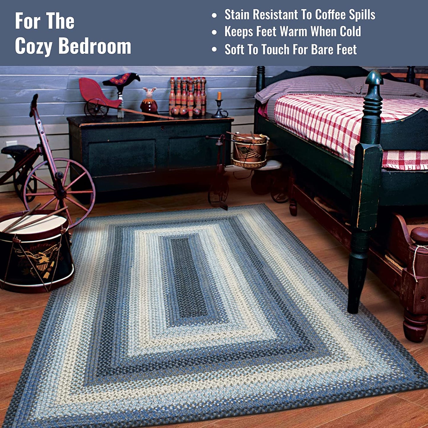 Juniper Blue Ultra Durable Braided Rectangular Rugs - Braided-Rugs.com