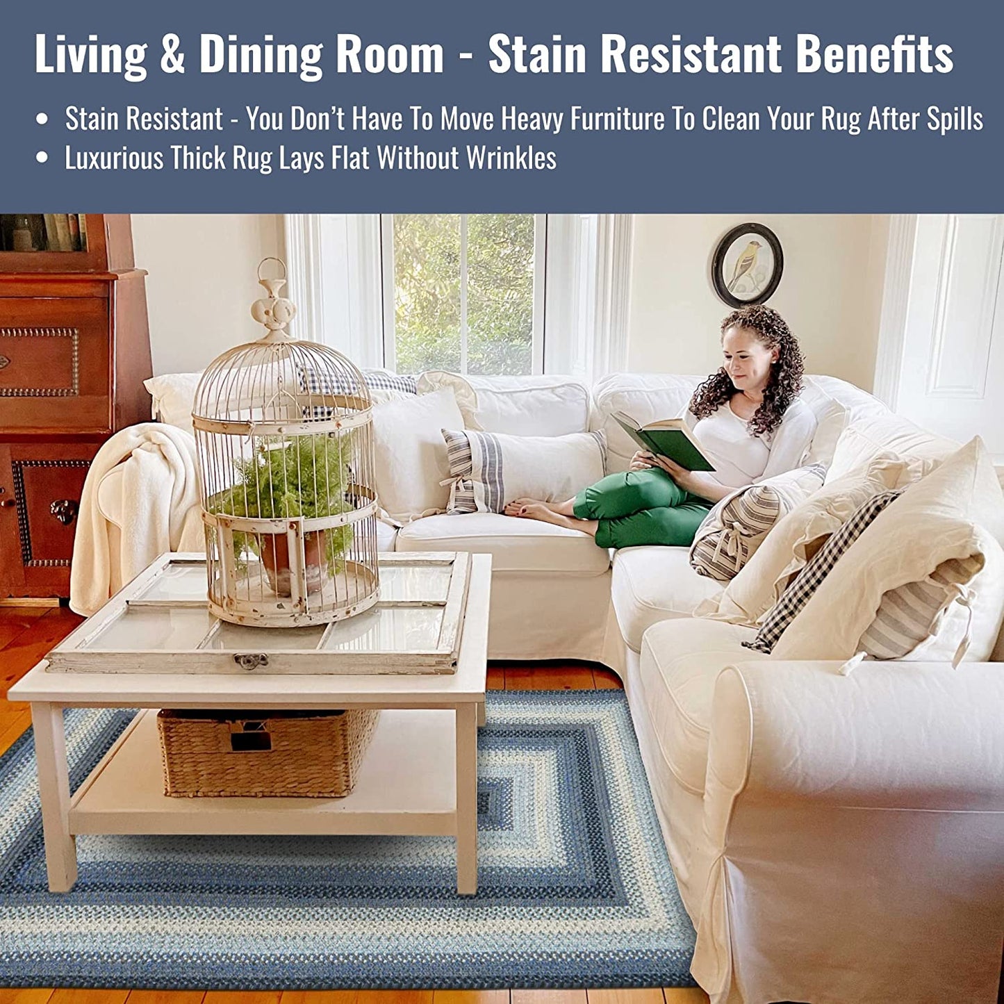 Juniper Blue Ultra Durable Braided Rectangular Rugs - Braided-Rugs.com