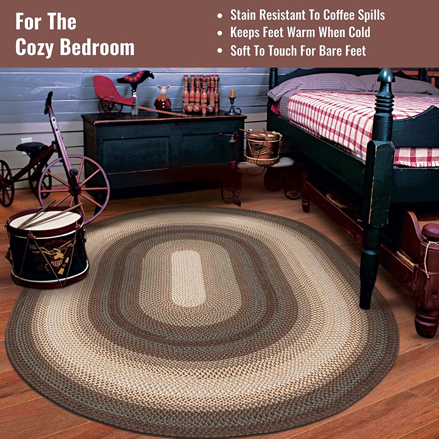 Driftwood Brown Ultra Durable Braided Oval Rugs - Braided-Rugs.com
