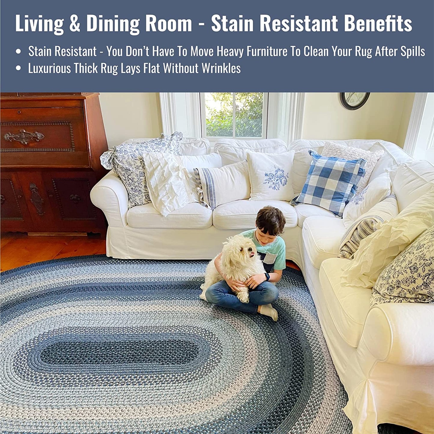 Juniper Blue Ultra Durable Braided Oval Rugs - Braided-Rugs.com