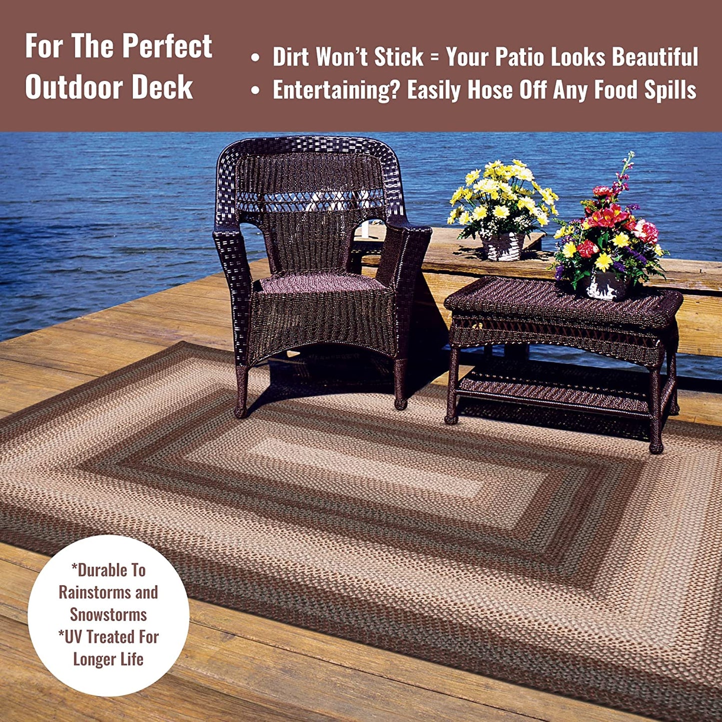 Driftwood Brown Ultra Durable Braided Rectangular Rugs - Braided-Rugs.com