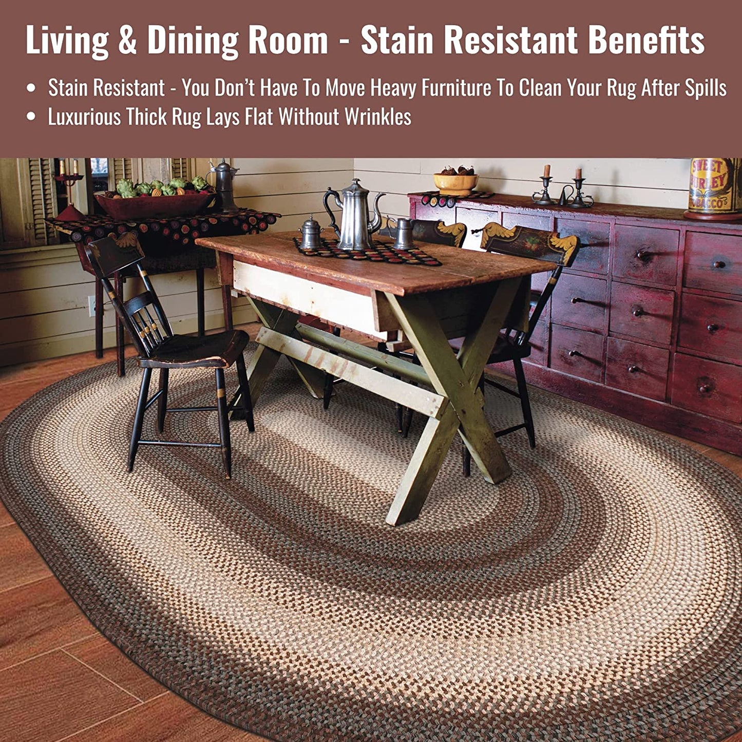 Driftwood Brown Ultra Durable Braided Oval Rugs - Braided-Rugs.com