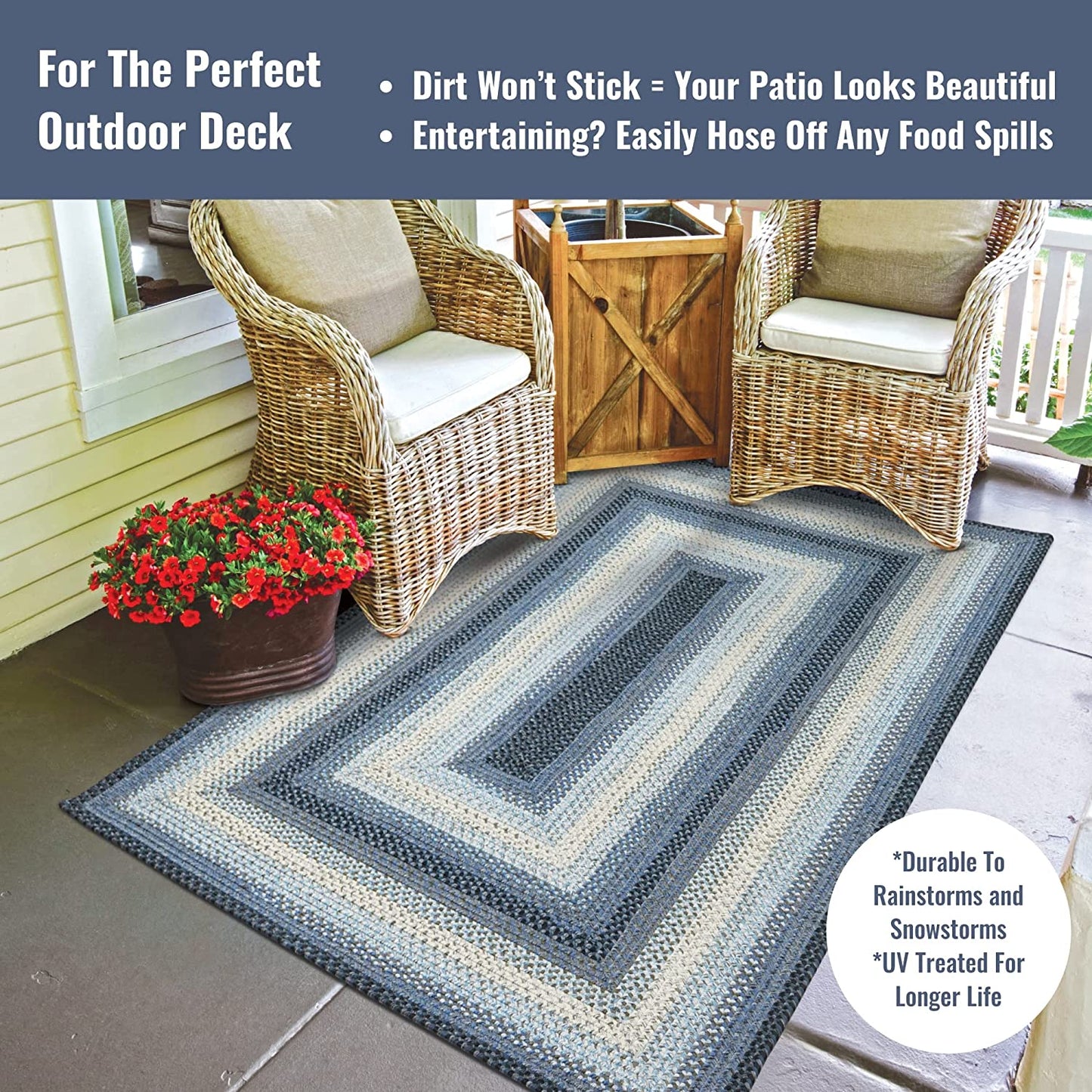 Juniper Blue Ultra Durable Braided Rectangular Rugs - Braided-Rugs.com