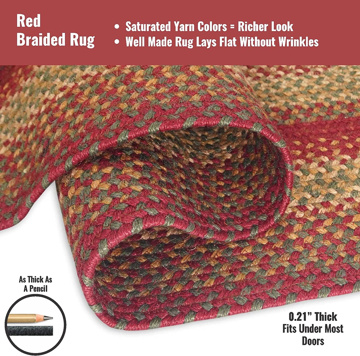 Cider Barn Red Jute Braided Rectangular Rugs - Braided-Rugs.com