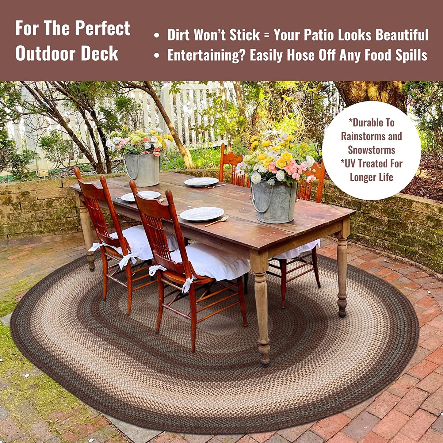 Driftwood Brown Ultra Durable Braided Oval Rugs - Braided-Rugs.com
