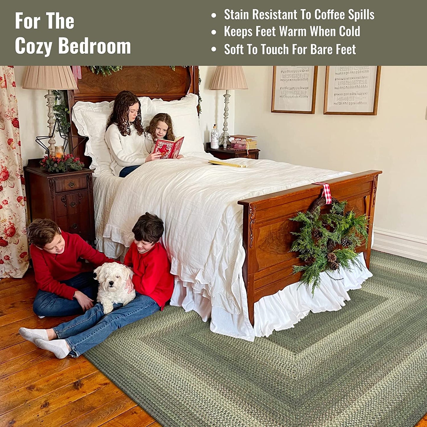 Cedar Ridge Green Ultra Durable Braided Rectangular Rugs - Braided-Rugs.com