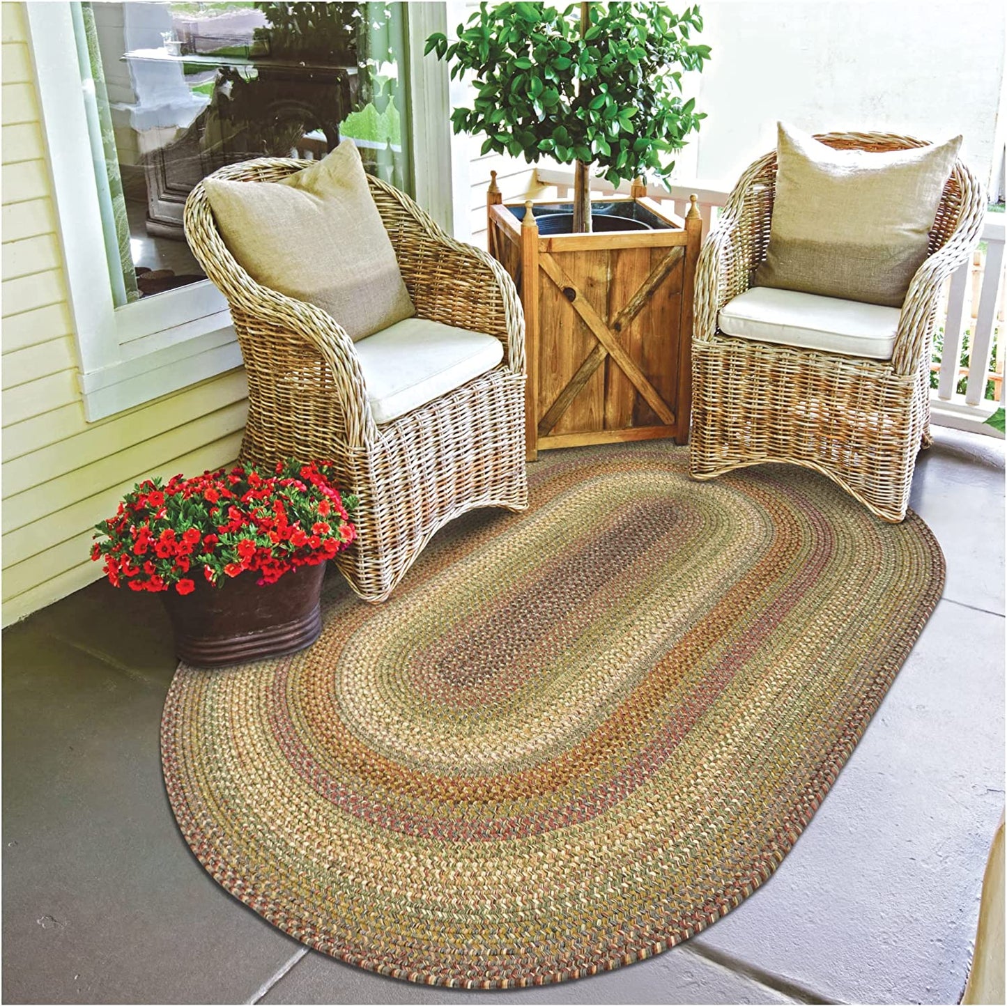 Rainforest Multi Color Ultra Durable Braided Oval Rugs - Braided-Rugs.com