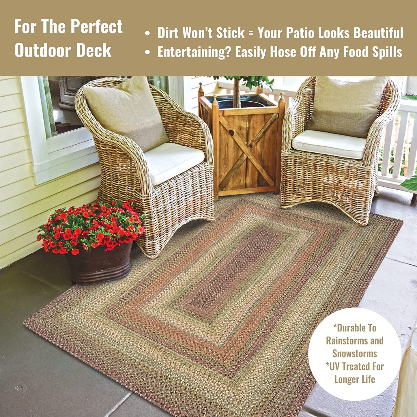 Rainforest Multi Color Ultra Durable Braided Rectangular Rugs - Braided-Rugs.com