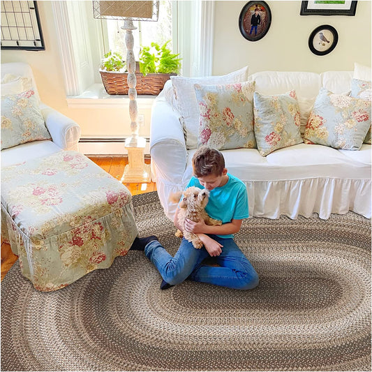 Wildwood Brown Ultra Durable Braided Oval Rugs - Braided-Rugs.com