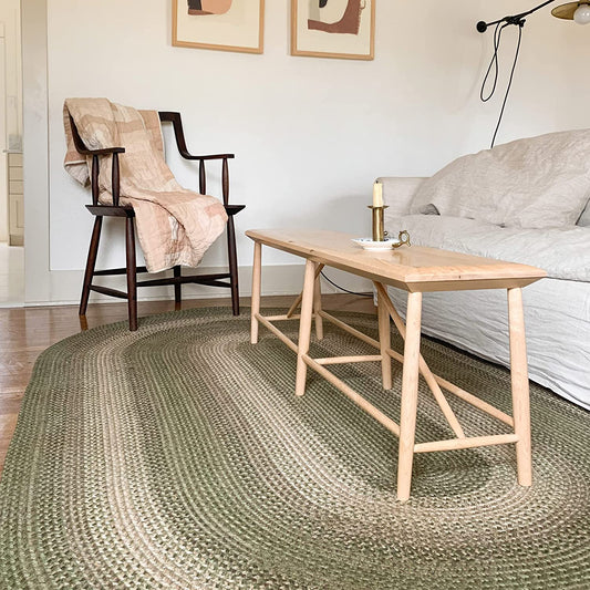 Grassland Green Jute Braided Rectangular Rugs - Braided-Rugs.com
