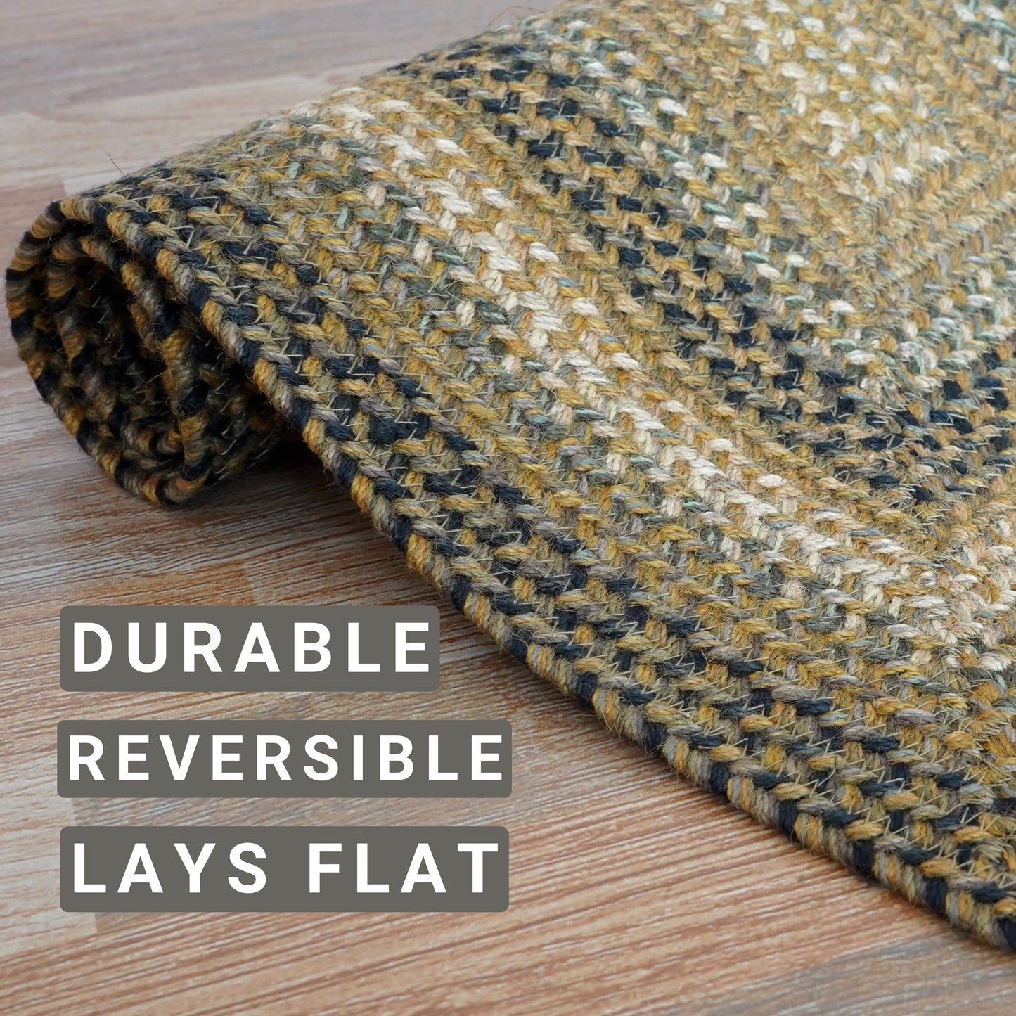 Coffee Gold Jute Braided Rectangular Rugs
