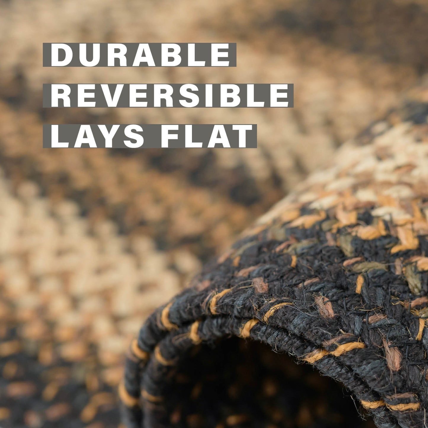 Kilimanjaro Black - Cream Jute Round Braided Rugs