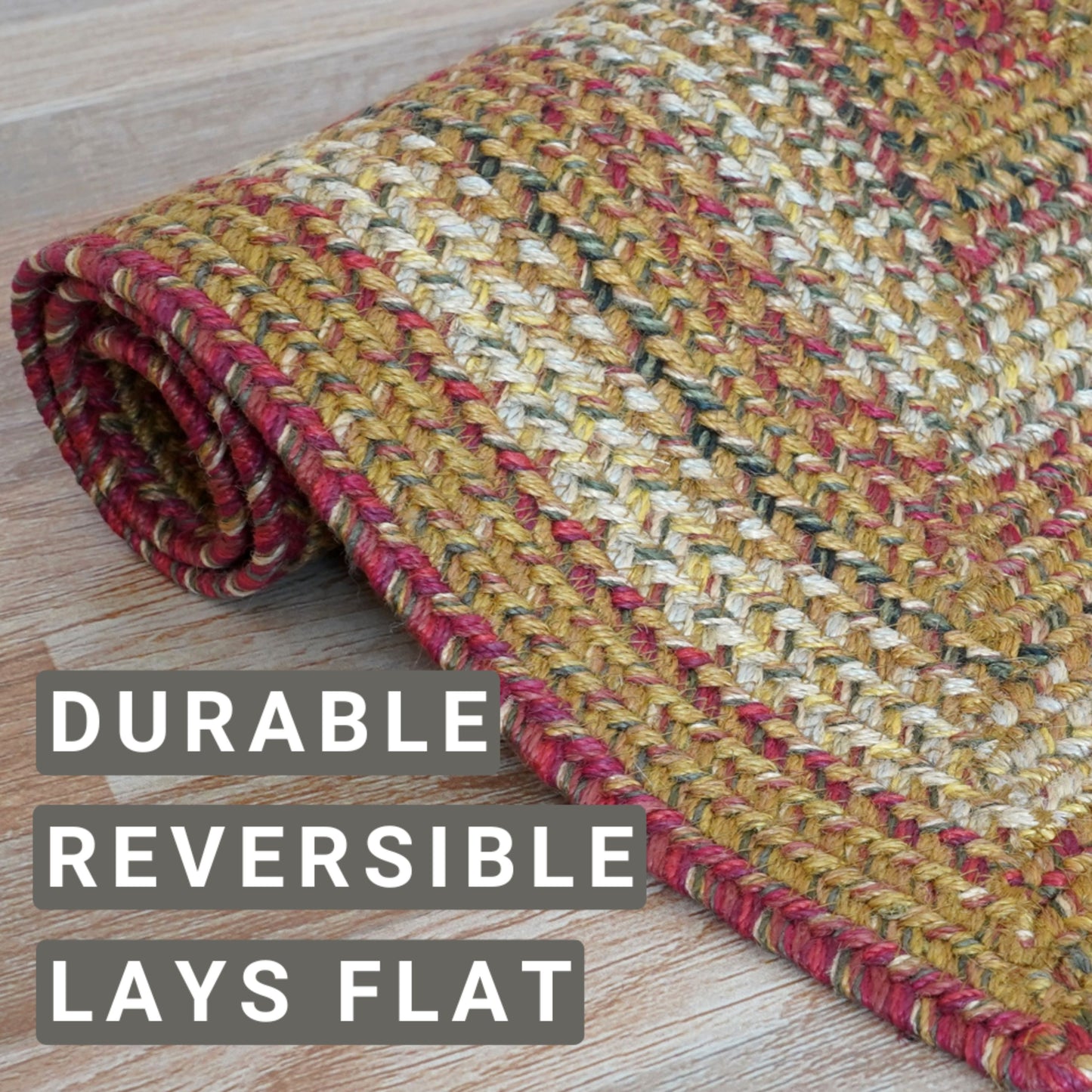 Mustard Seed Red - Green Jute Braided Oval Rugs