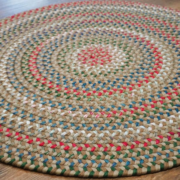 Heartsfield Braid Toasted Beige Multi Indoor Round Modern Farmhouse Rug