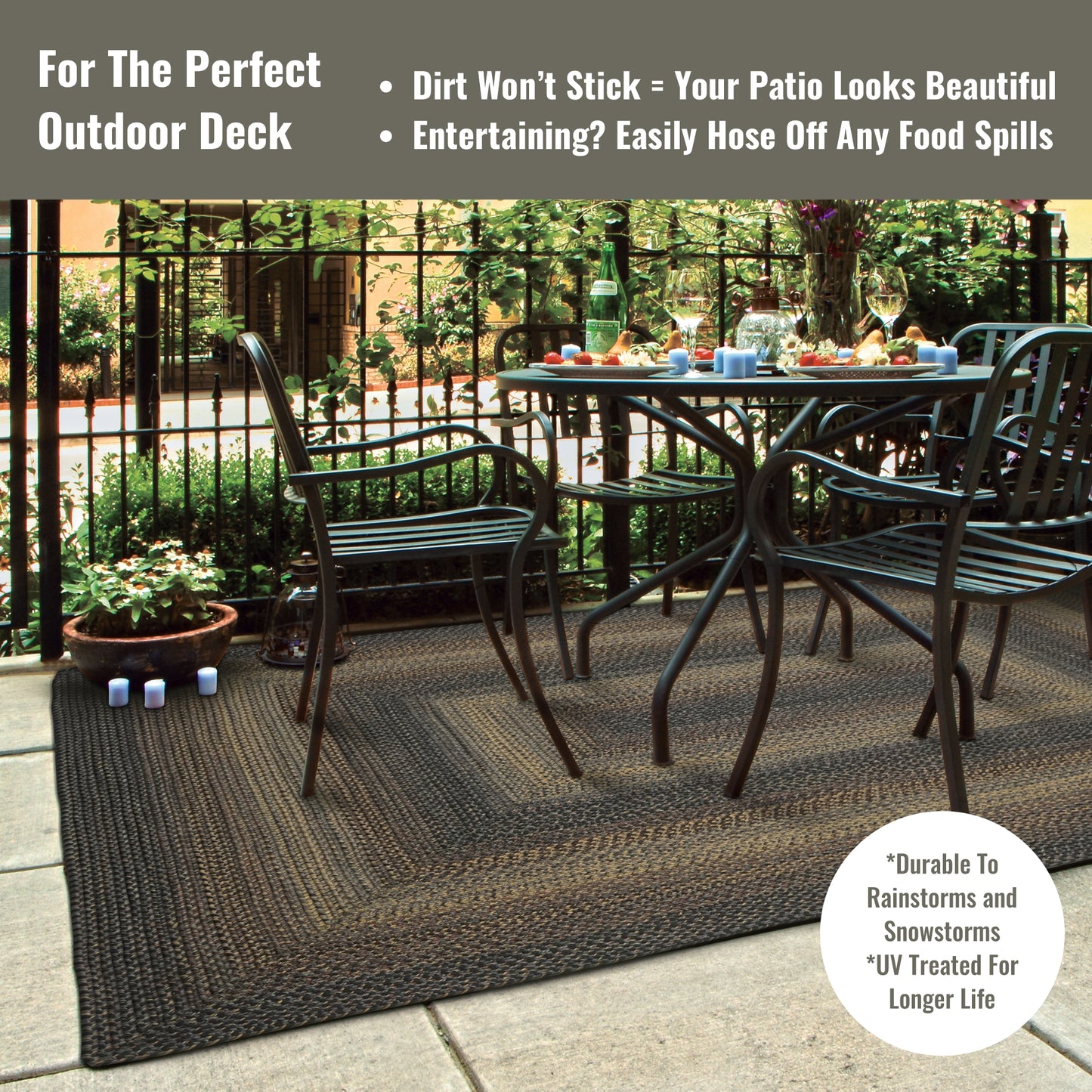 Black Forest Outdoor Braided Rectangular Rugs - Braided-Rugs.com