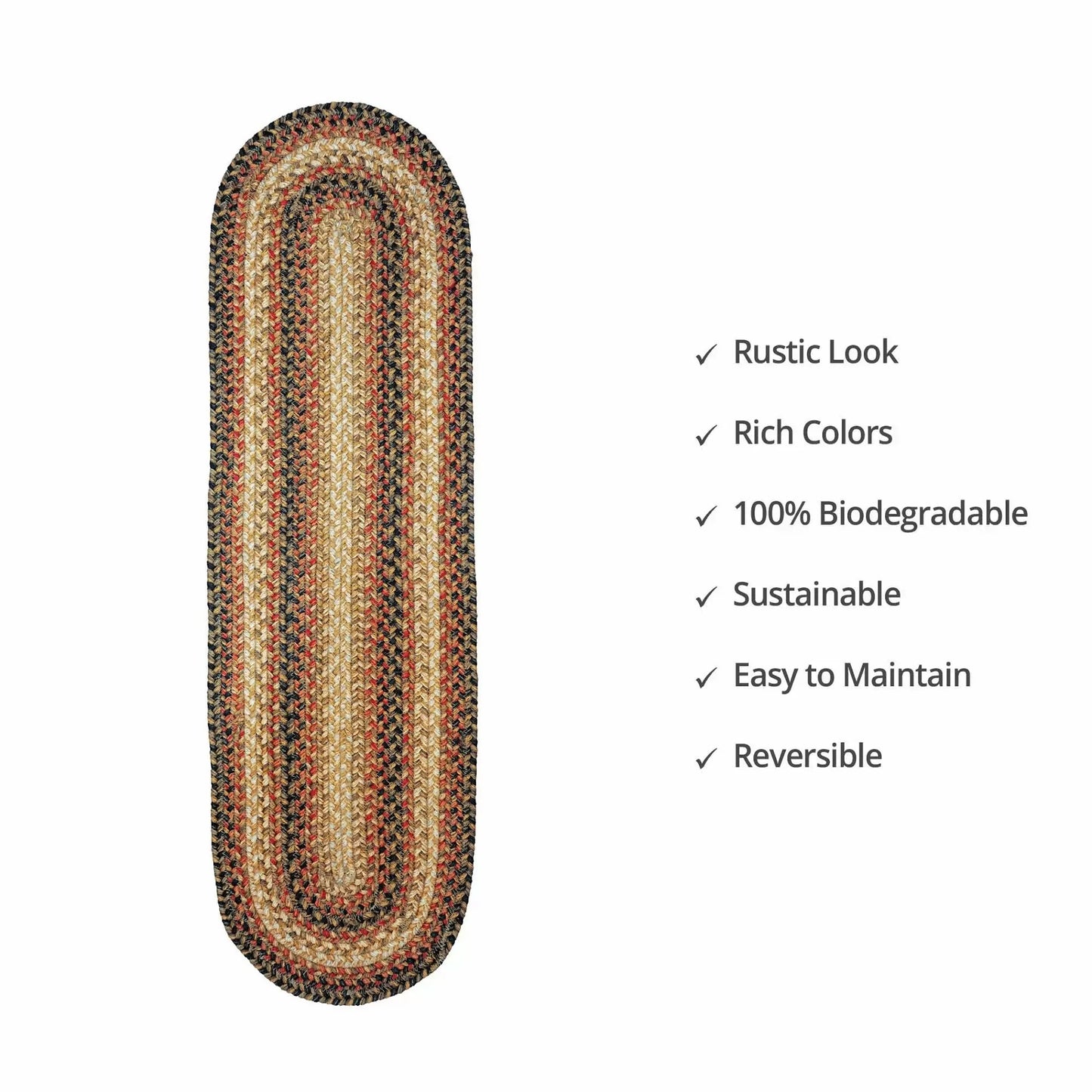 Russett Brown - Beige Jute Stair Tread