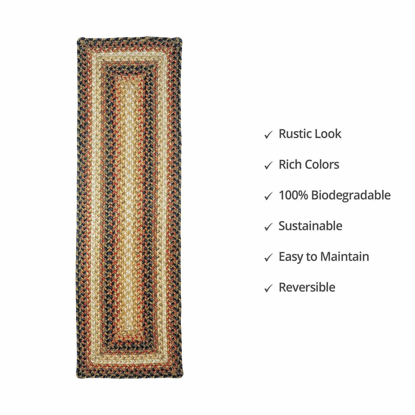 Russett Brown - Beige Jute Stair Tread