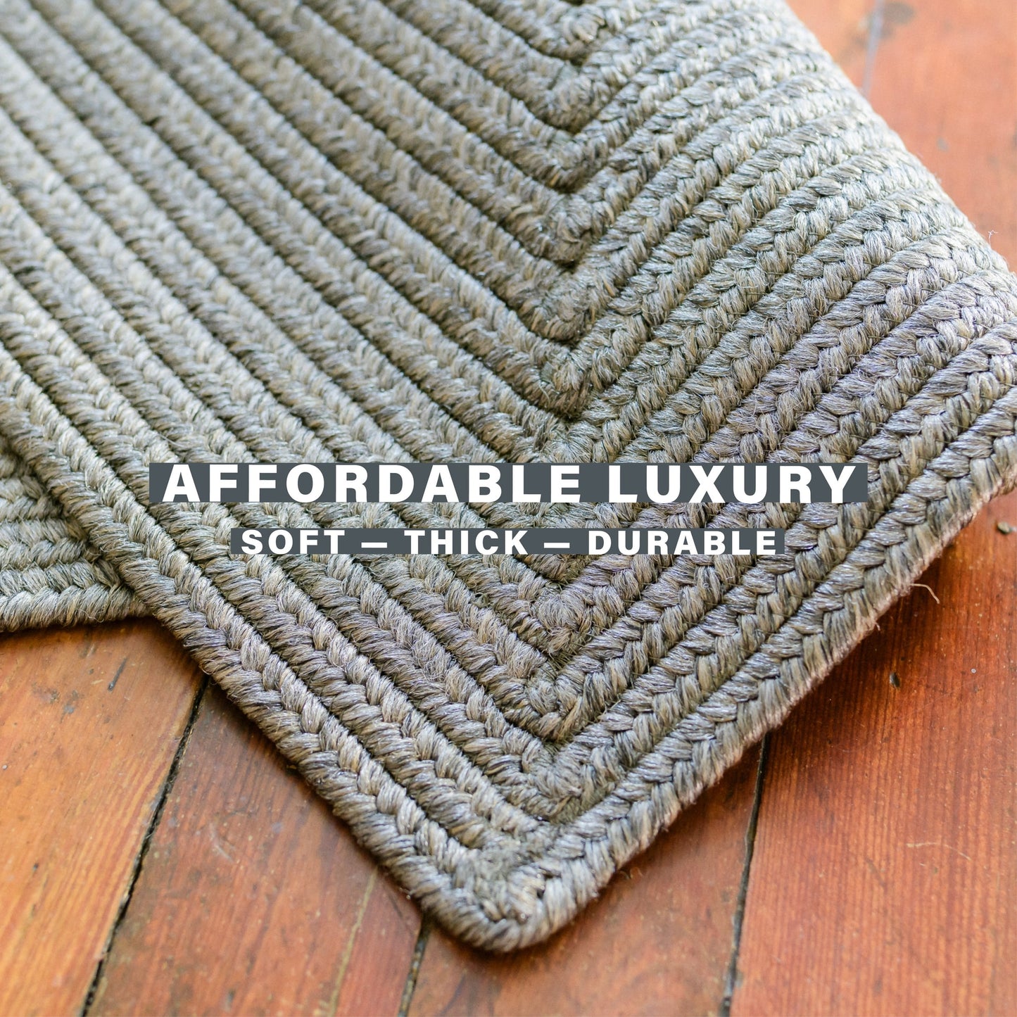 Smoke Grey Ultra Durable Braided Rectangular Rugs