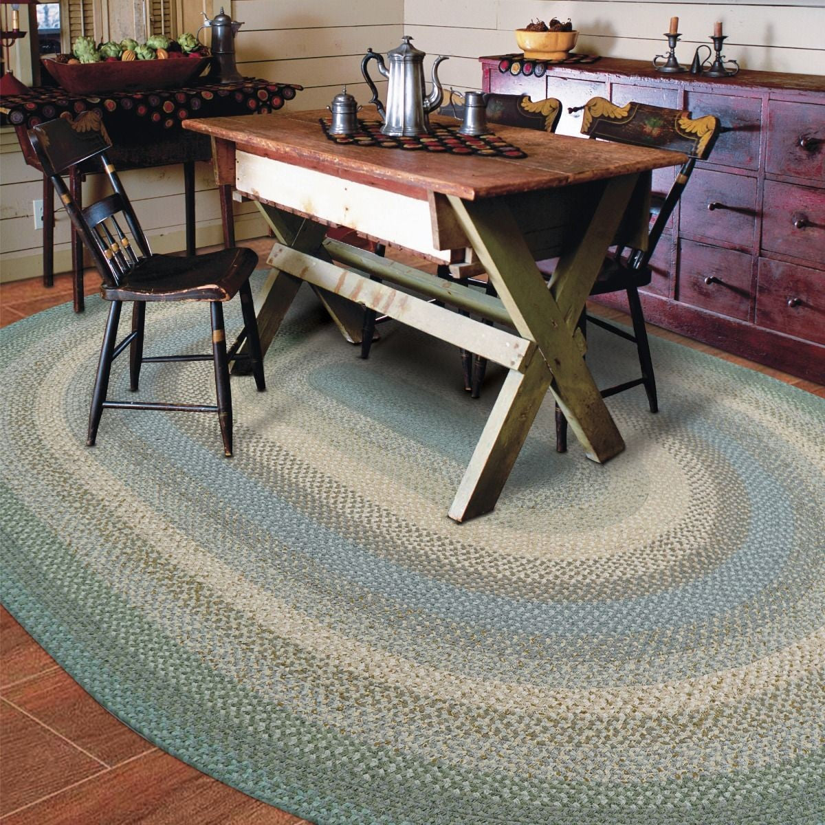 Baja Blue Cotton Braided Oval Rugs