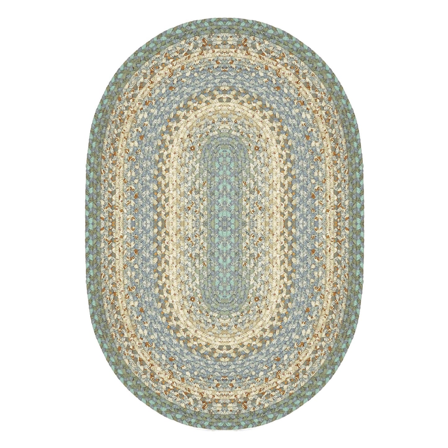 Baja Blue Cotton Braided Oval Rugs - Braided-Rugs.com