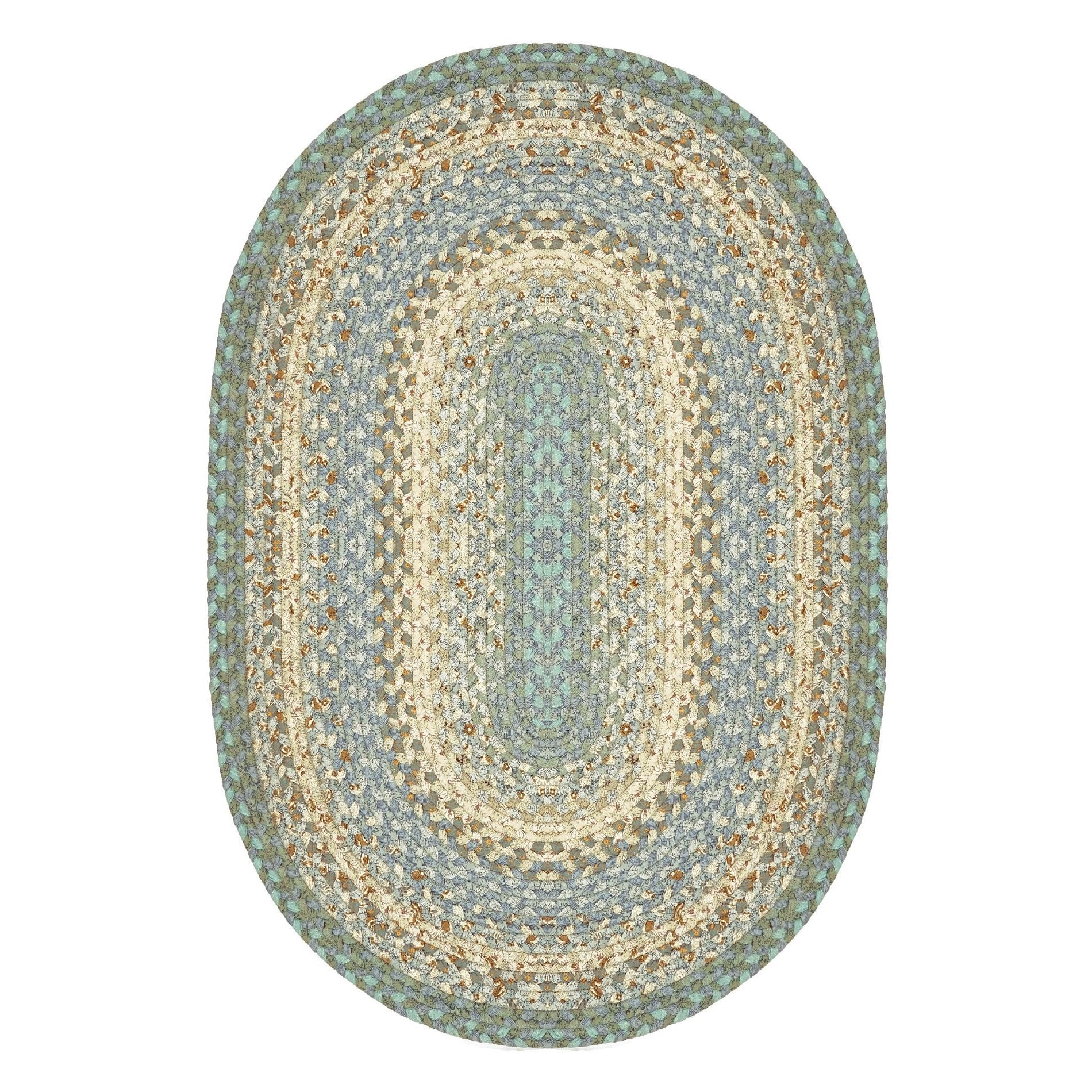Baja Blue Cotton Braided Oval Rugs - Braided-Rugs.com