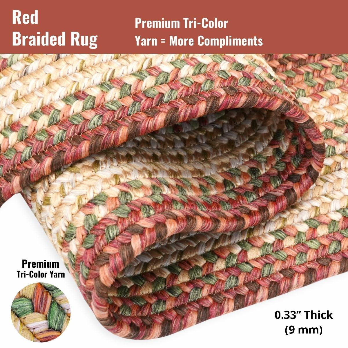 Barcelona Gold - Burgundy Ultra Durable Braided Rectangular Rugs