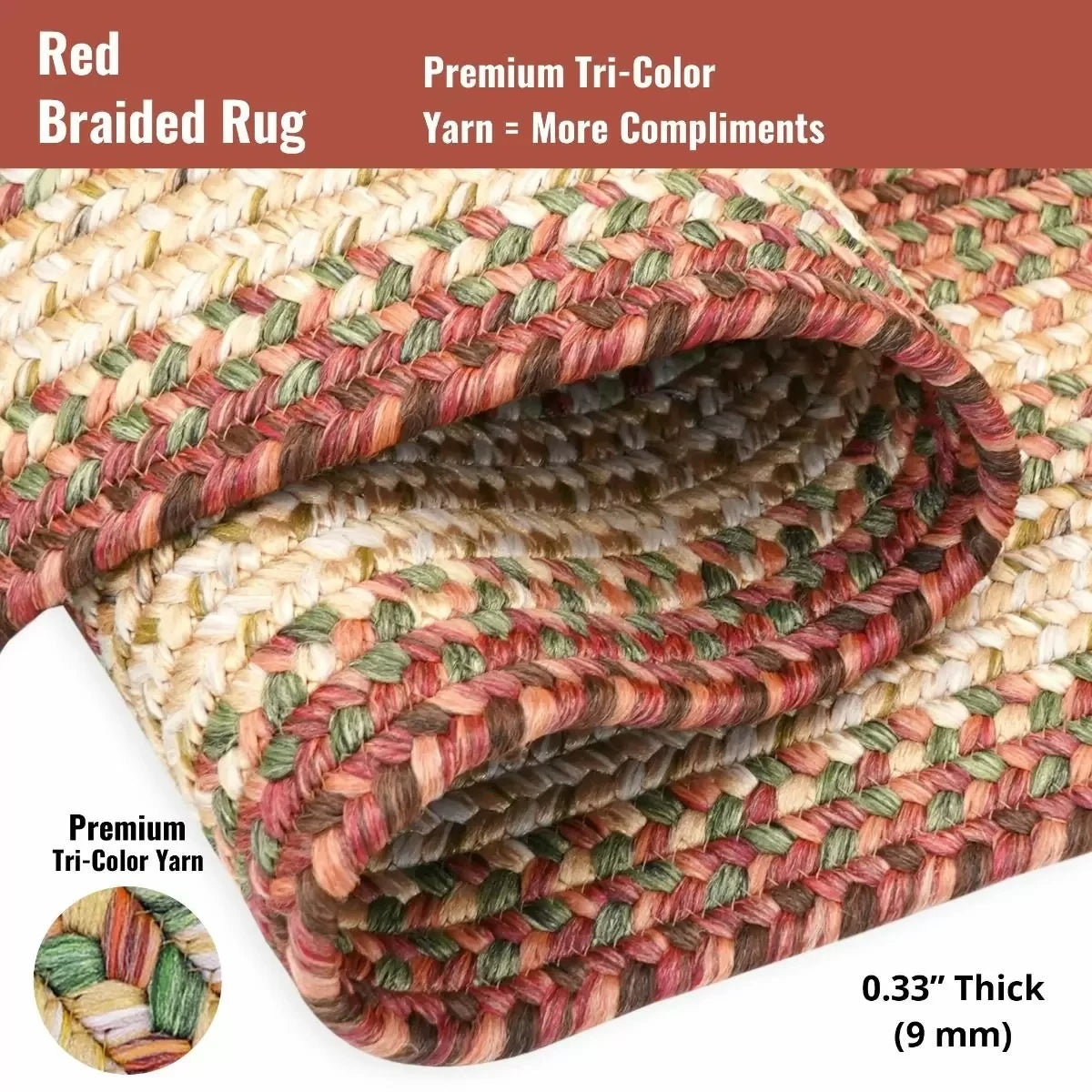 Barcelona Gold - Burgundy Ultra Durable Braided Oval Rugs