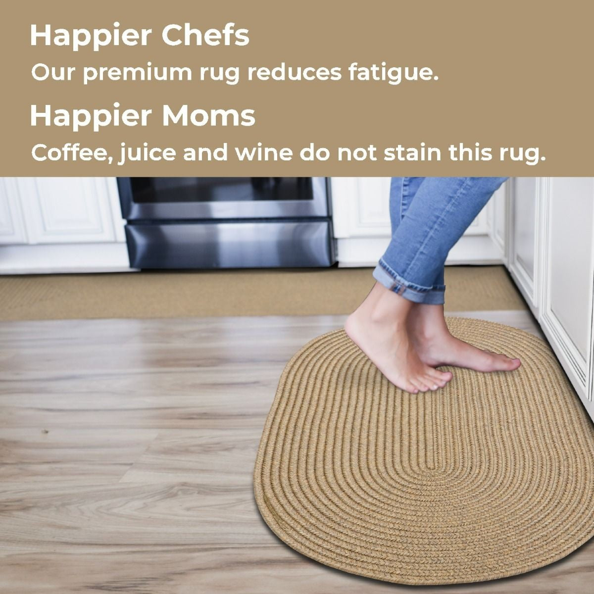 Biscuit Brown Ultra Durable Braided Oval Rugs