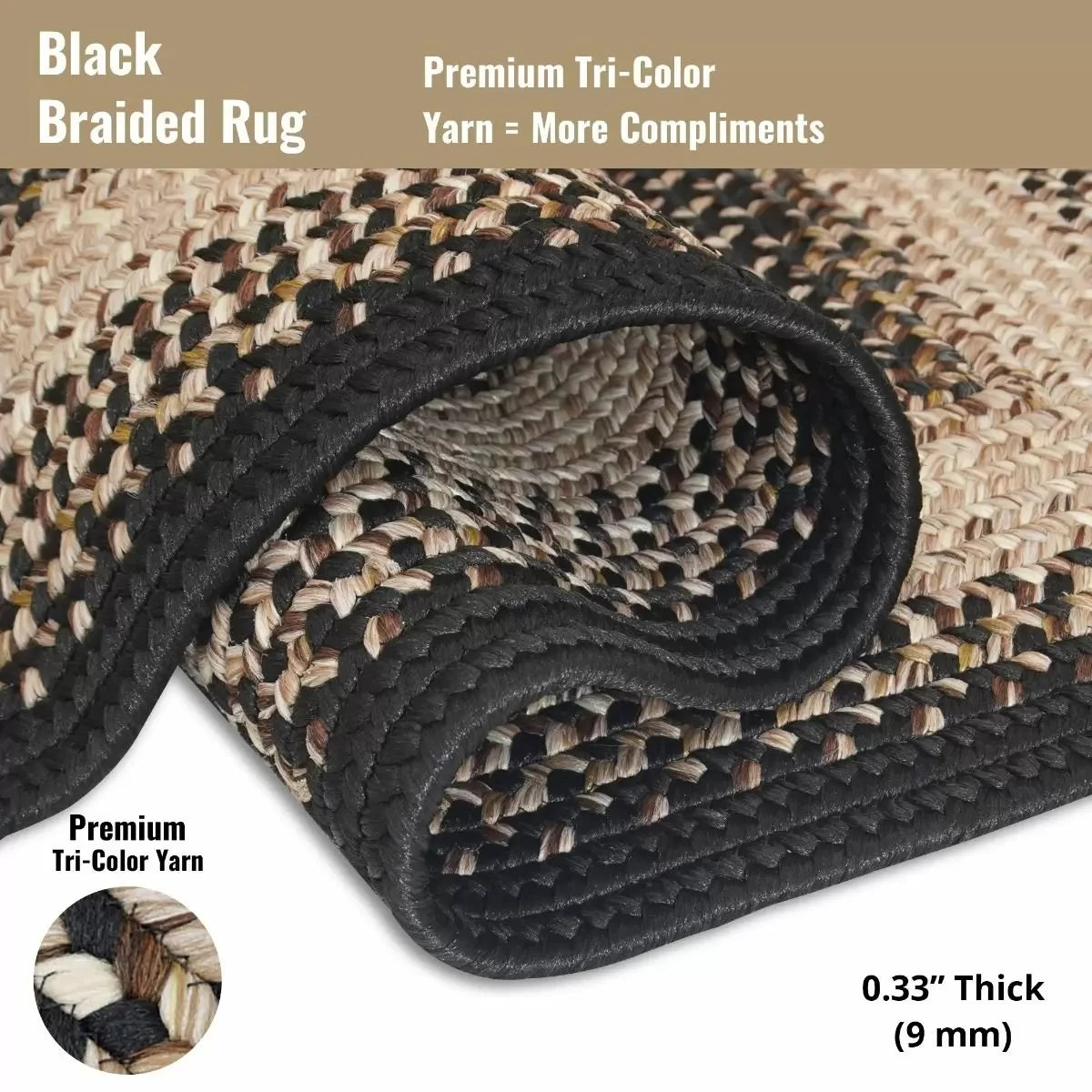 Black Mist Outdoor Braided Oval Rugs