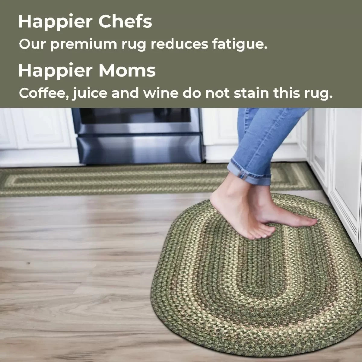 Cedar Ridge Green Ultra Durable Braided Oval Rugs