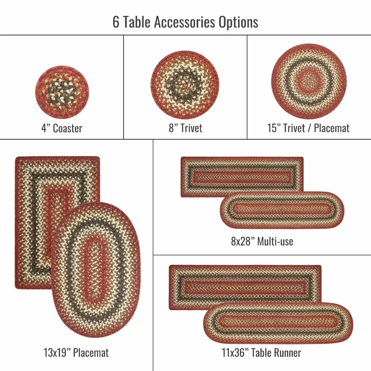Chester Red - White Jute Braided Accessories