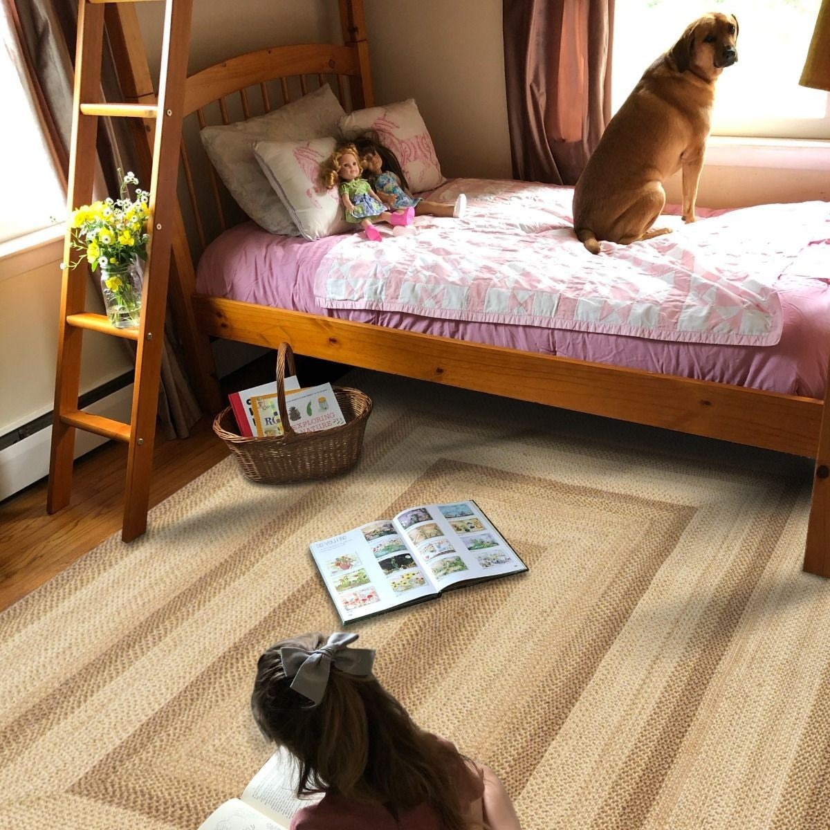 Cookie Dough Jute Braided Rectangular Rug