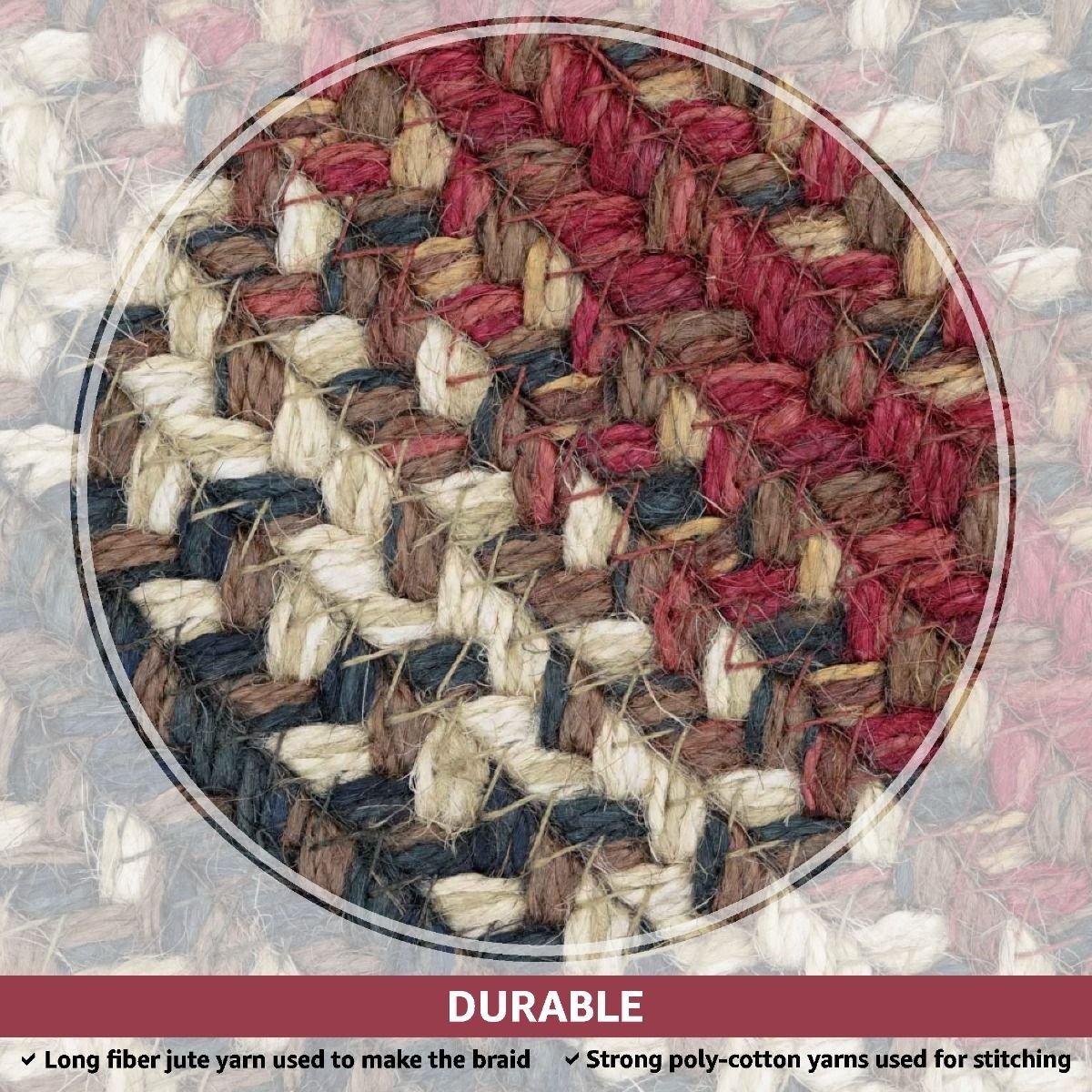 Chester Red-Cream-Brown Oval Jute Braided Rugs - Braided-Rugs.com