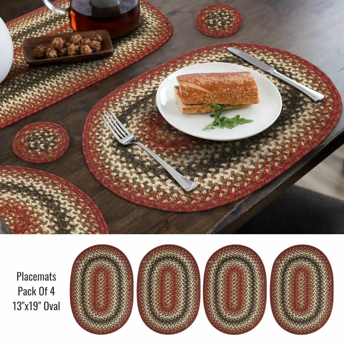 Chester Red - White Jute Braided Accessories