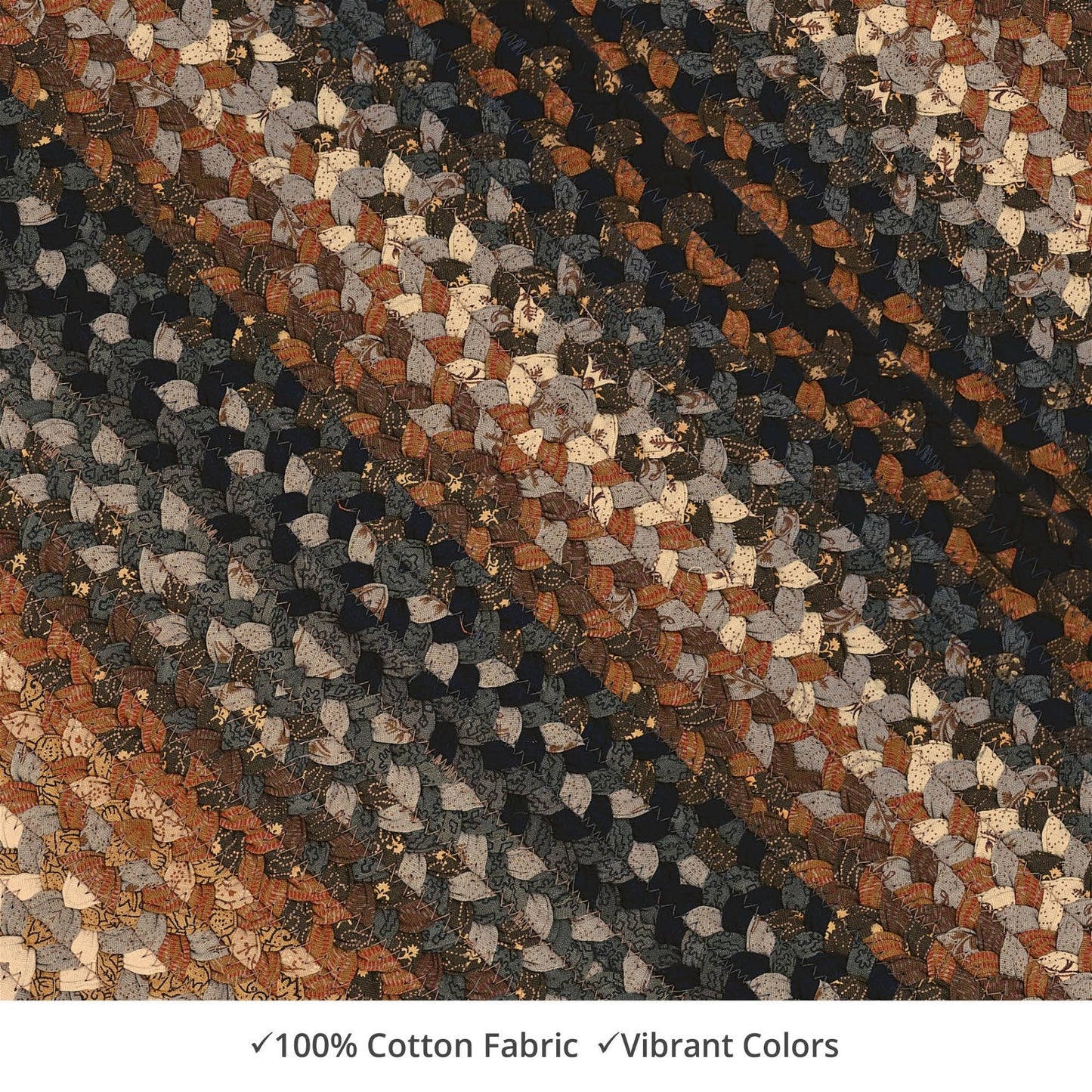 Cocoa Bean Brown and Black Cotton Braided Rectangular Rugs - Braided-Rugs.com