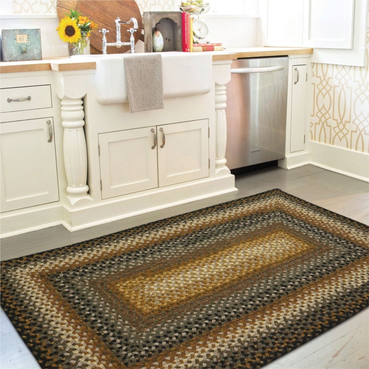 Cocoa Bean Brown and Black Cotton Braided Rectangular Rugs