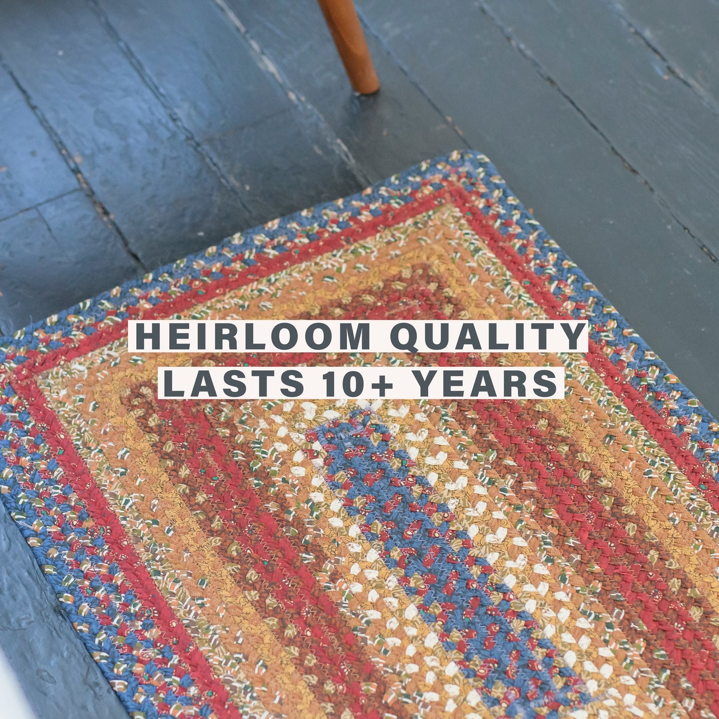 Log Cabin Step Blue and Burgundy Cotton Braided Oval Rugs
