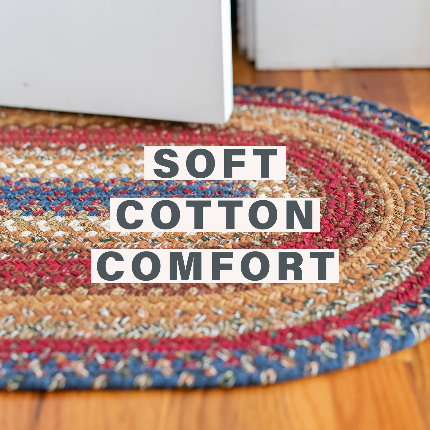 Log Cabin Step Blue and Burgundy Cotton Braided Oval Rugs