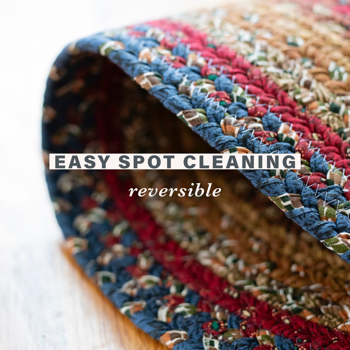 Log Cabin Step Blue and Burgundy Cotton Braided Oval Rugs