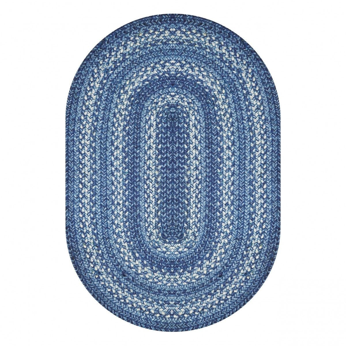 Denim Blue Jute Oval Braided Rugs - Braided-Rugs.com