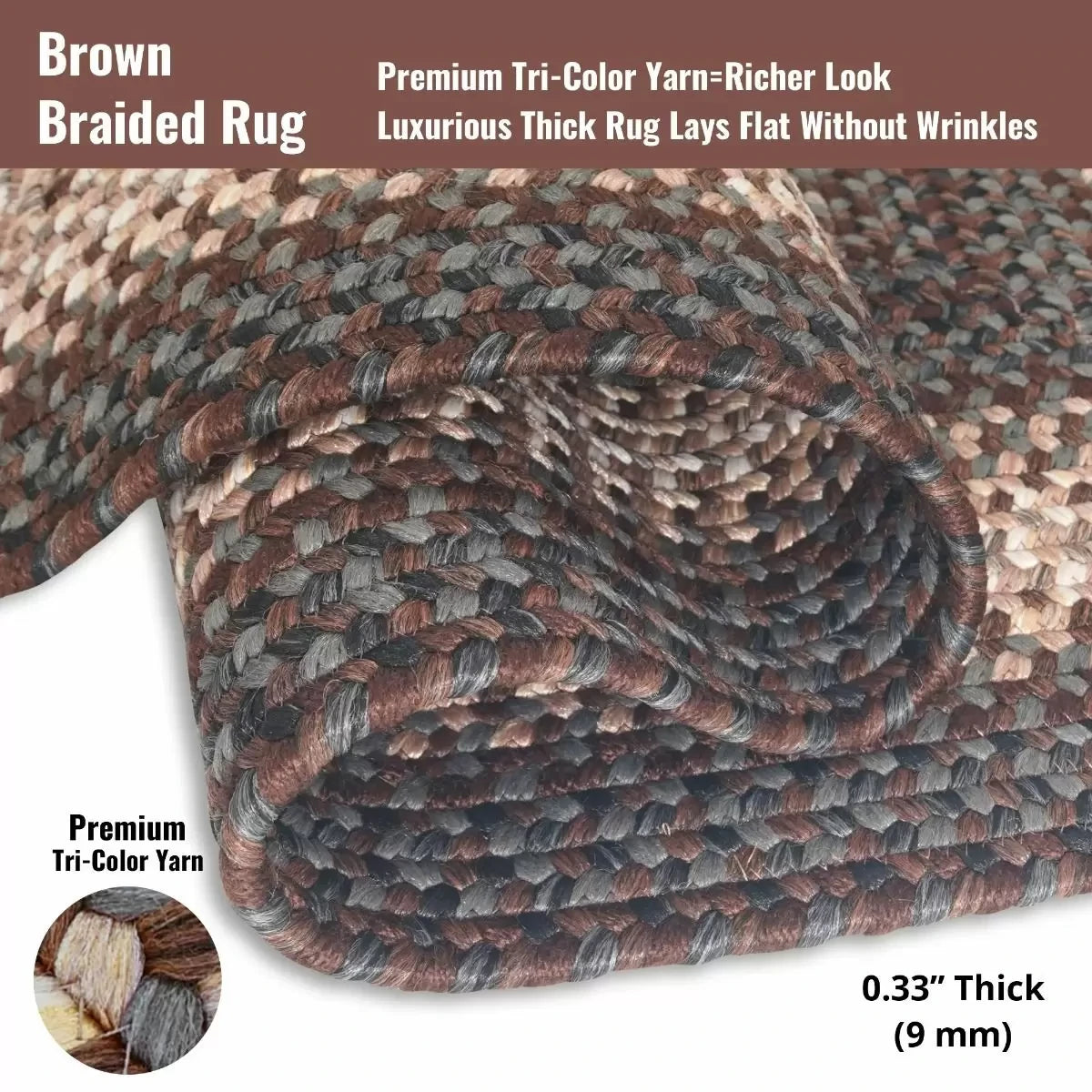 Driftwood Brown Ultra Durable Braided Oval Rugs
