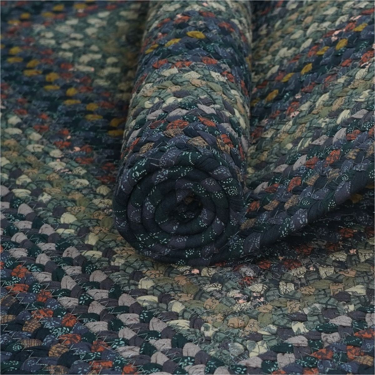 Enigma Black - Grey Cotton Braided Rectangular Rugs