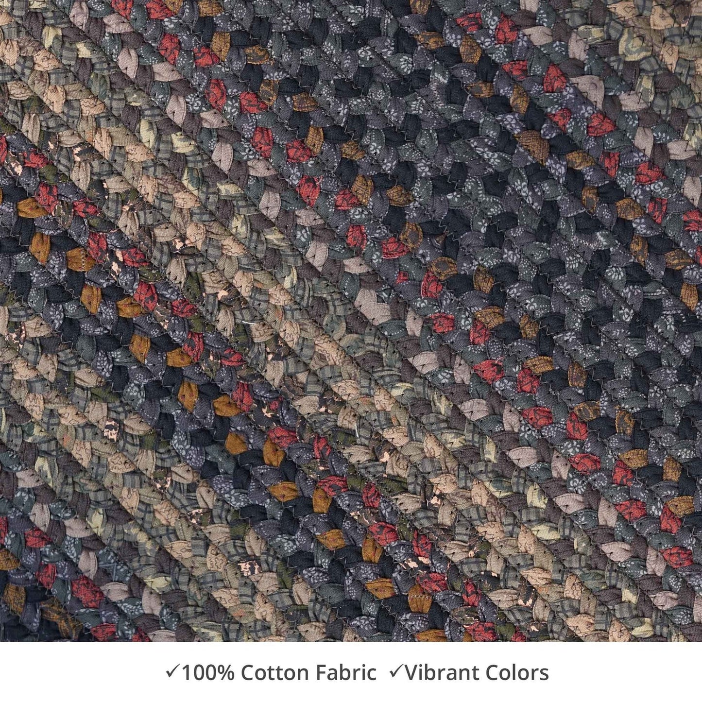 Enigma Black - Grey Cotton Braided Rectangular Rugs - Braided-Rugs.com