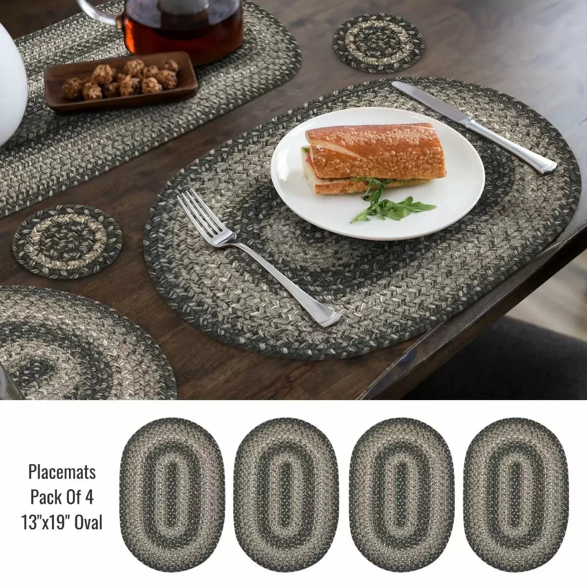 Flint Hill Grey Jute Braided Accessories